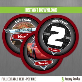 Cars Birthday Circle Labels